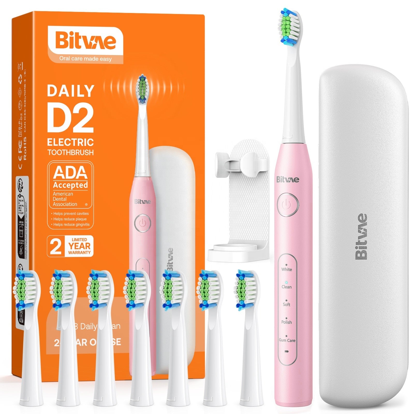 Elektrinis dantų šepetėlis Bitvae D2 rožinis Default Title