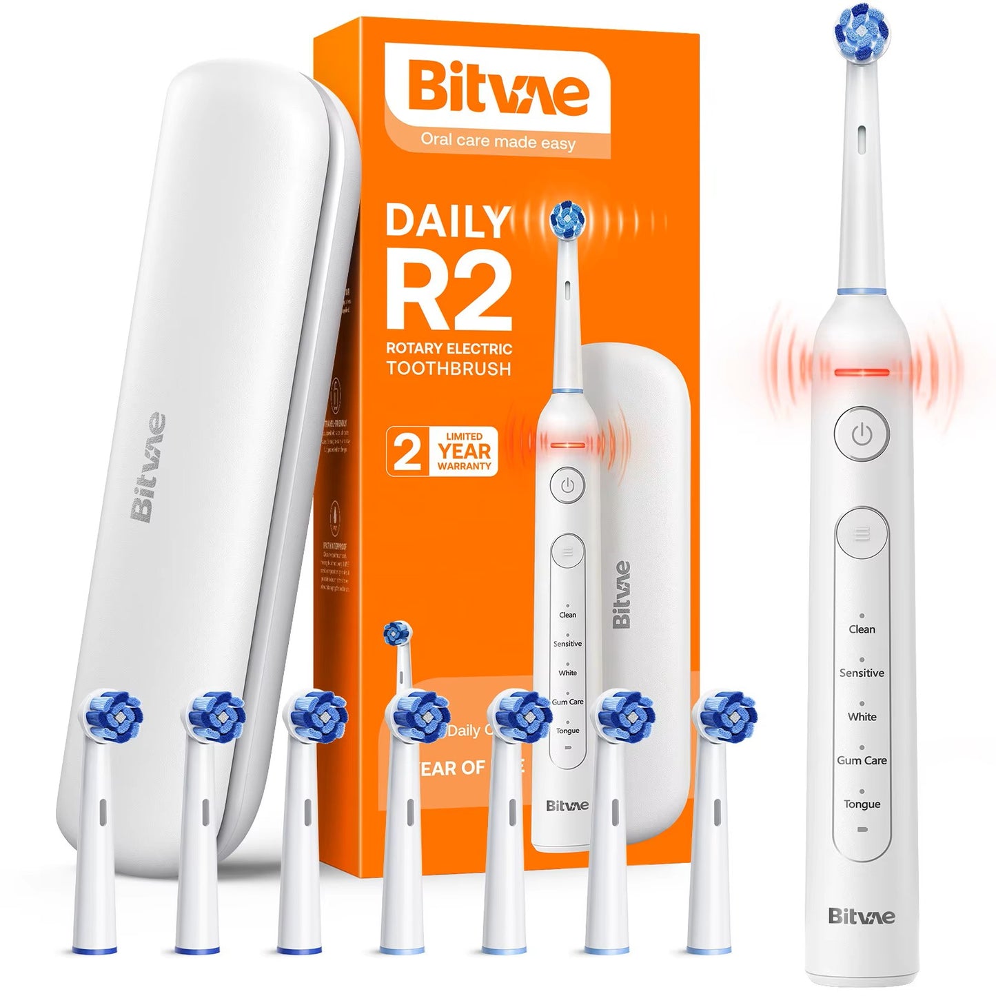 Elektrinis dantų šepetėlis Bitvae R2 baltas Default Title