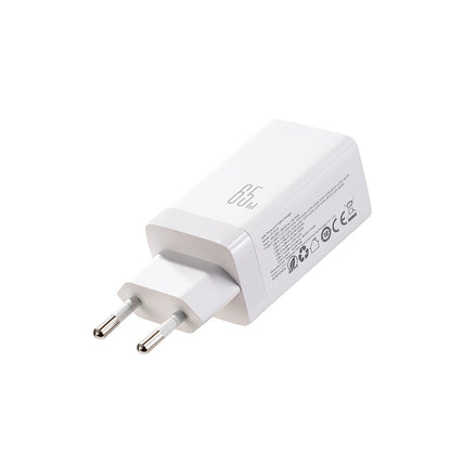 Įkroviklis Joyroom JR-TG10 GaN 65W 2xUSB-C/USB-A + USB-C to USB-C 100W 1.2m cable baltas Default Title