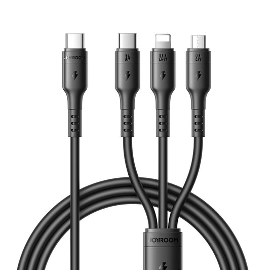 USB kabelis Joyroom S-A61 USB-C to USB-C/Lightning/MicroUSB 3.5A 1.2m juodas Default Title