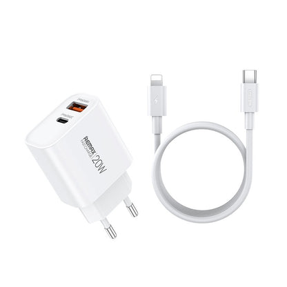 Įkroviklis Remax RP-U120 20W USB-C/USB-A + USB-C to Lightning cable 1.0m baltas Default Title