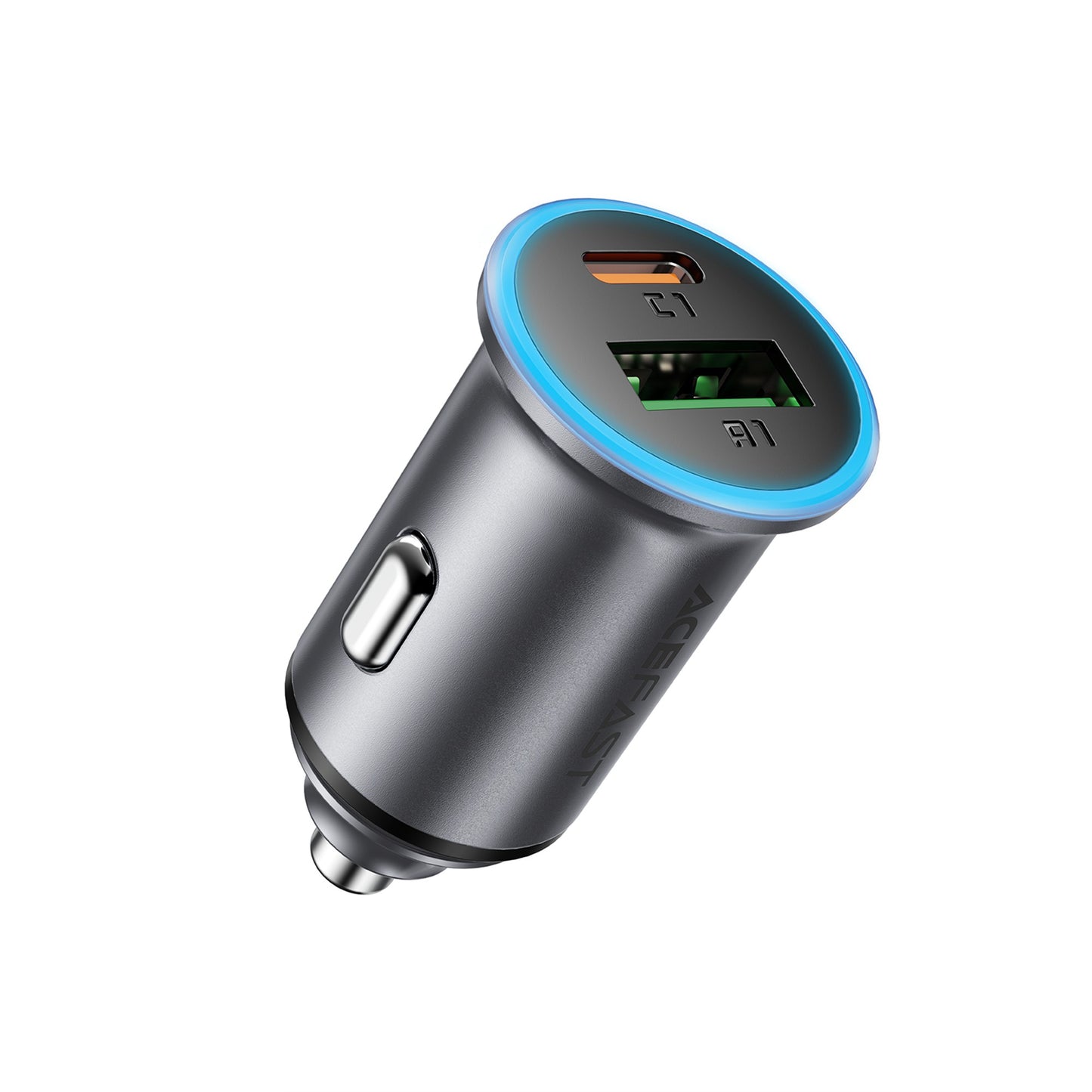 Automobilinis įkroviklis Acefast B15 65W USB-C/USB-A pilkas Default Title