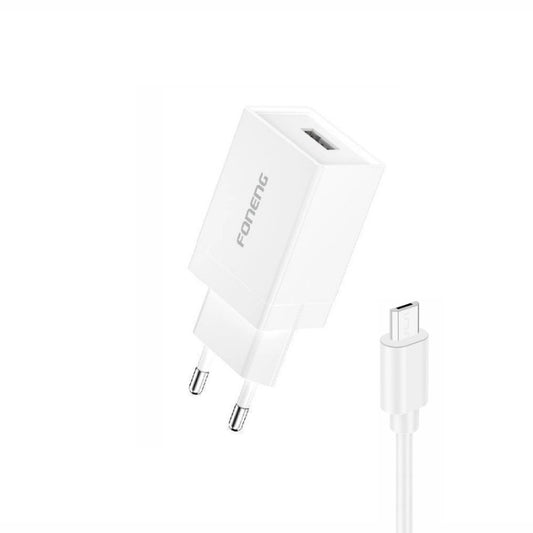 Įkroviklis Foneng K210 2.1A USB-A + USB-A to MicroUSB cable 1.0m baltas Default Title
