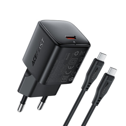 Įkroviklis Acefast A118 30W GaN USB-C + USB-C to USB-C cable 1.2m juodas Default Title