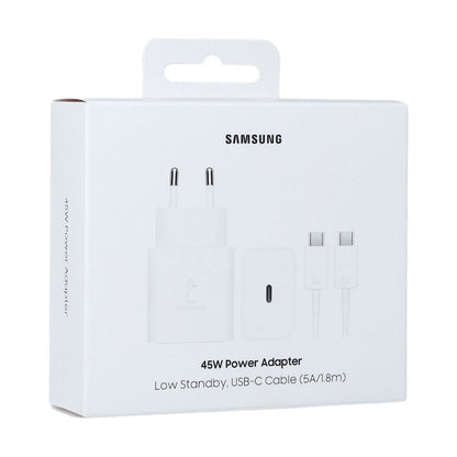 Įkroviklis Samsung EP-T4511XWEGEU 45W USB-C + USB-C to USB-C cable 1.8m baltas Default Title