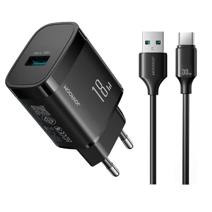 Įkroviklis Joyroom JR-TF4 18W USB-A + USB-A to USB-C cable 1.0m juodas Default Title