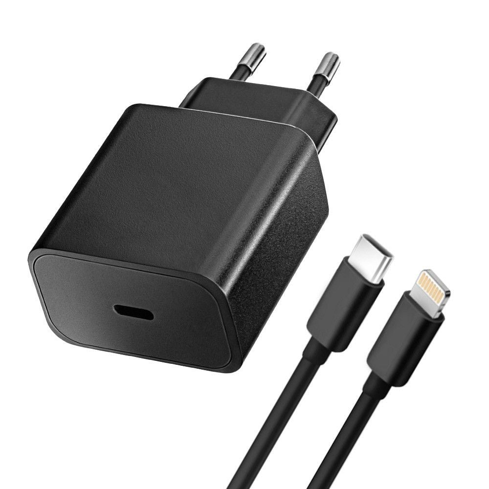 Įkroviklis Blue Star 20W USB-C + USB-C to Lightning cable juodas Default Title