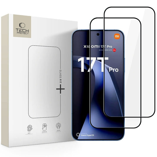 LCD apsauginis stikliukas Tech-Protect Glass Fit+ 2-Pack Xiaomi 17T Pro juodas Default Title