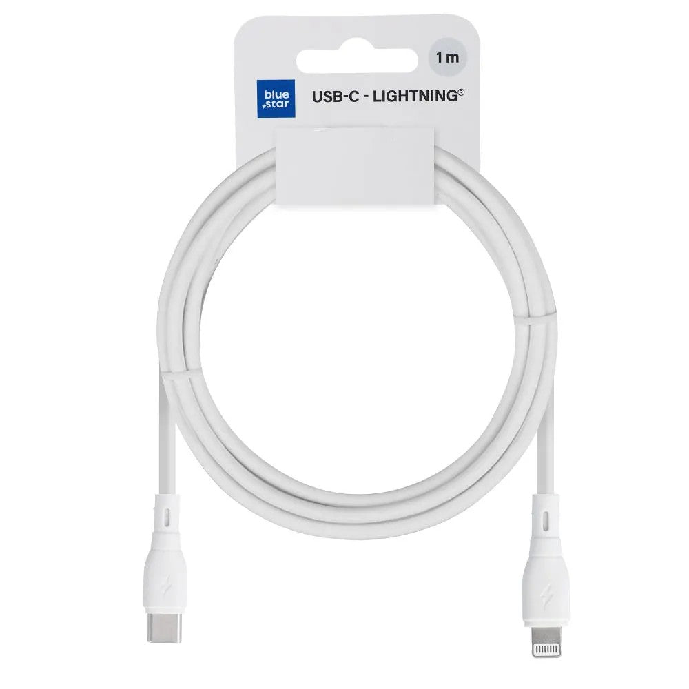 USB kabelis Blue Star PJ72-18-3 USB-C to Lightning 1.0m baltas Default Title
