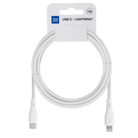 USB kabelis Blue Star PJ72-18-3 USB-C to Lightning 1.0m baltas Default Title