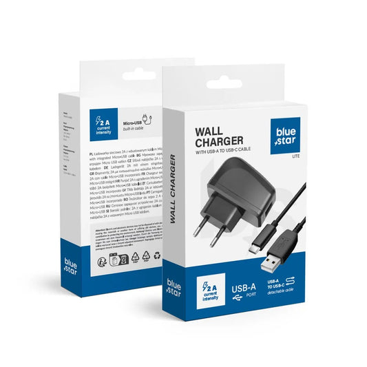 Įkroviklis Blue Star Lite 10W USB-A + USB-A to USB-C cable juodas Default Title