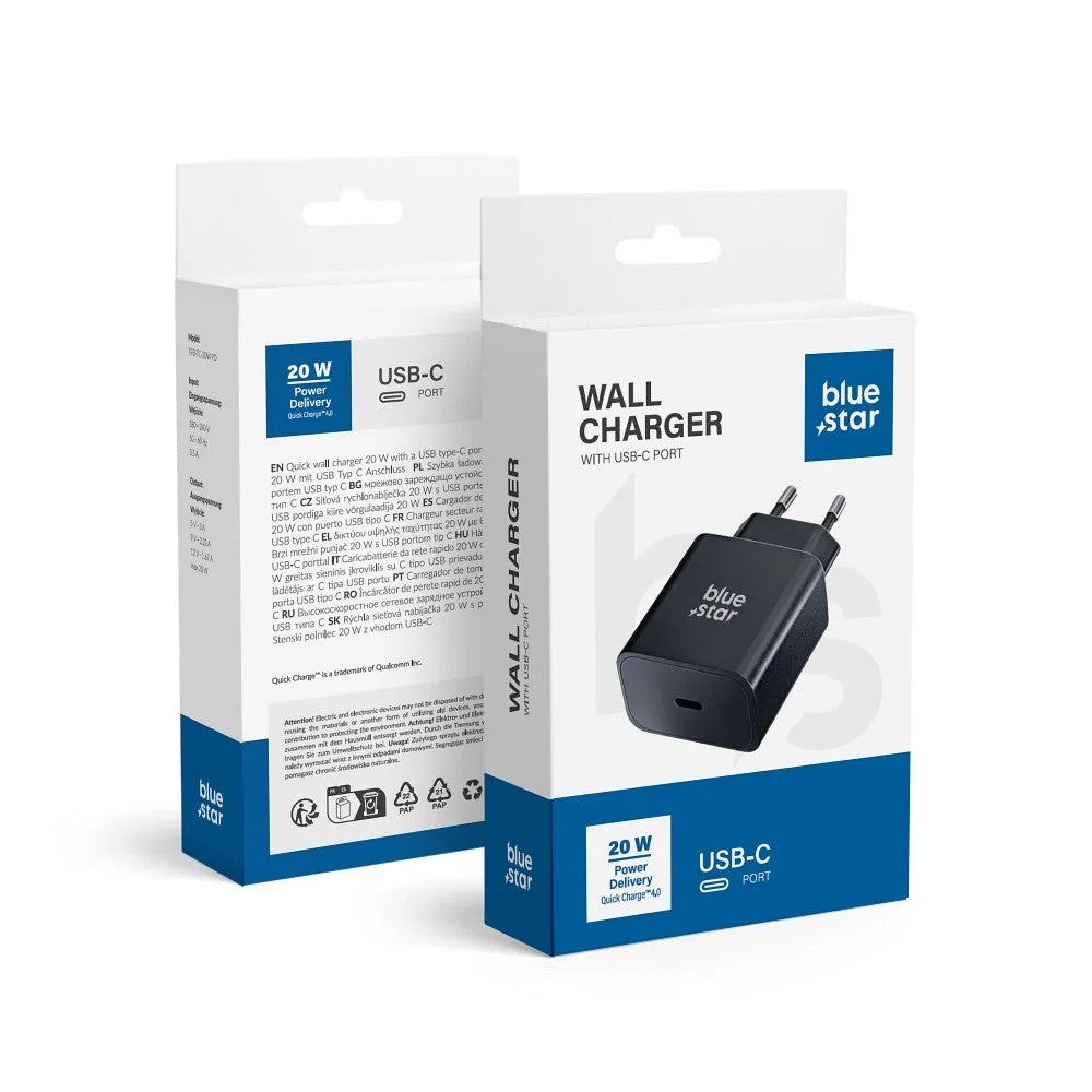 Įkroviklis Blue Star 20W USB-C juodas Default Title