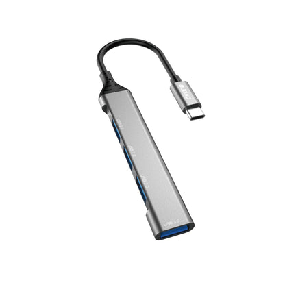 USB šakotuvas Dudao A16T 4-in-1 adapter USB-C to 3xUSB2.0 + USB3.0 pilkas