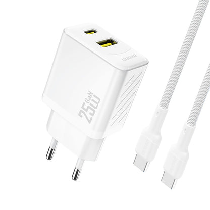 Įkroviklis Dudao A26TC GaN 25W USB-C/USB-A + USB-C to USB-C cable 1.0m baltas