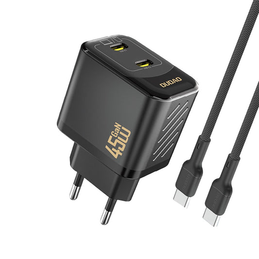 Įkroviklis Dudao A28PC GaN 45W 2xUSB-C + USB-C to USB-C cable 1.0m juodas Default Title