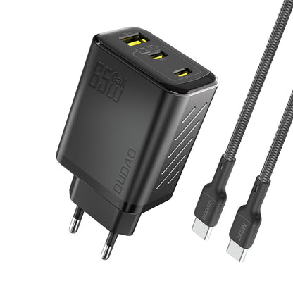 Įkroviklis Dudao A29C GaN 65W 2xUSB-C/USB-A + USB-C to USB-C cable 1.0m juodas