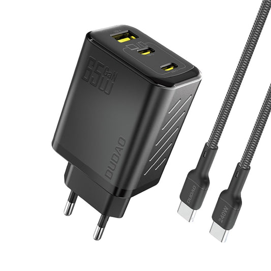 Įkroviklis Dudao A29C GaN 65W 2xUSB-C/USB-A + USB-C to USB-C cable 1.0m juodas Default Title