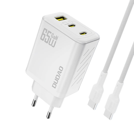 Įkroviklis Dudao A29C GaN 65W 2xUSB-C/USB-A + USB-C to USB-C cable 1.0m baltas Default Title