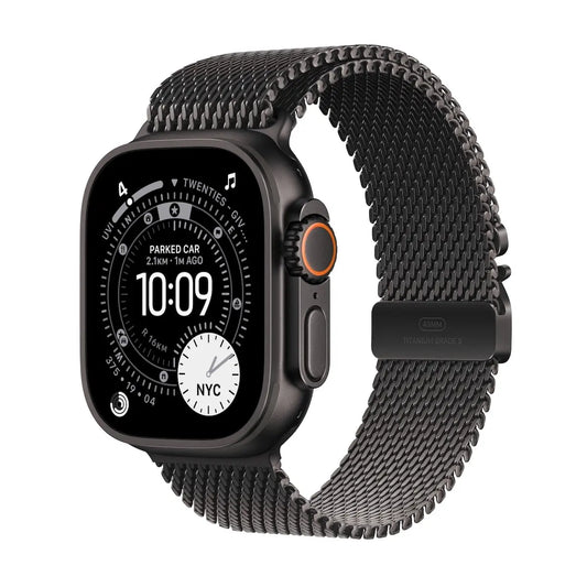 Apple Watch Ultra 3 GPS + Cellular 49mm Milanese Loop M (Pažeista pakuotė) Black Titanium Case with Black Titanium Milanese Loop