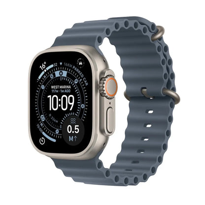 Apple Watch Ultra 3 GPS + Cellular 49mm Ocean Band M/L (Pažeista pakuotė) Natural Titanium Case with Anchor Blue Ocean Band