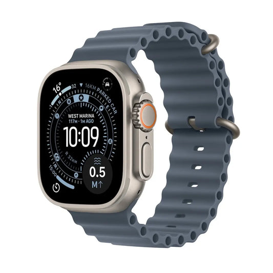 Apple Watch Ultra 3 GPS + Cellular 49mm Ocean Band M/L (Pažeista pakuotė) Natural Titanium Case with Anchor Blue Ocean Band