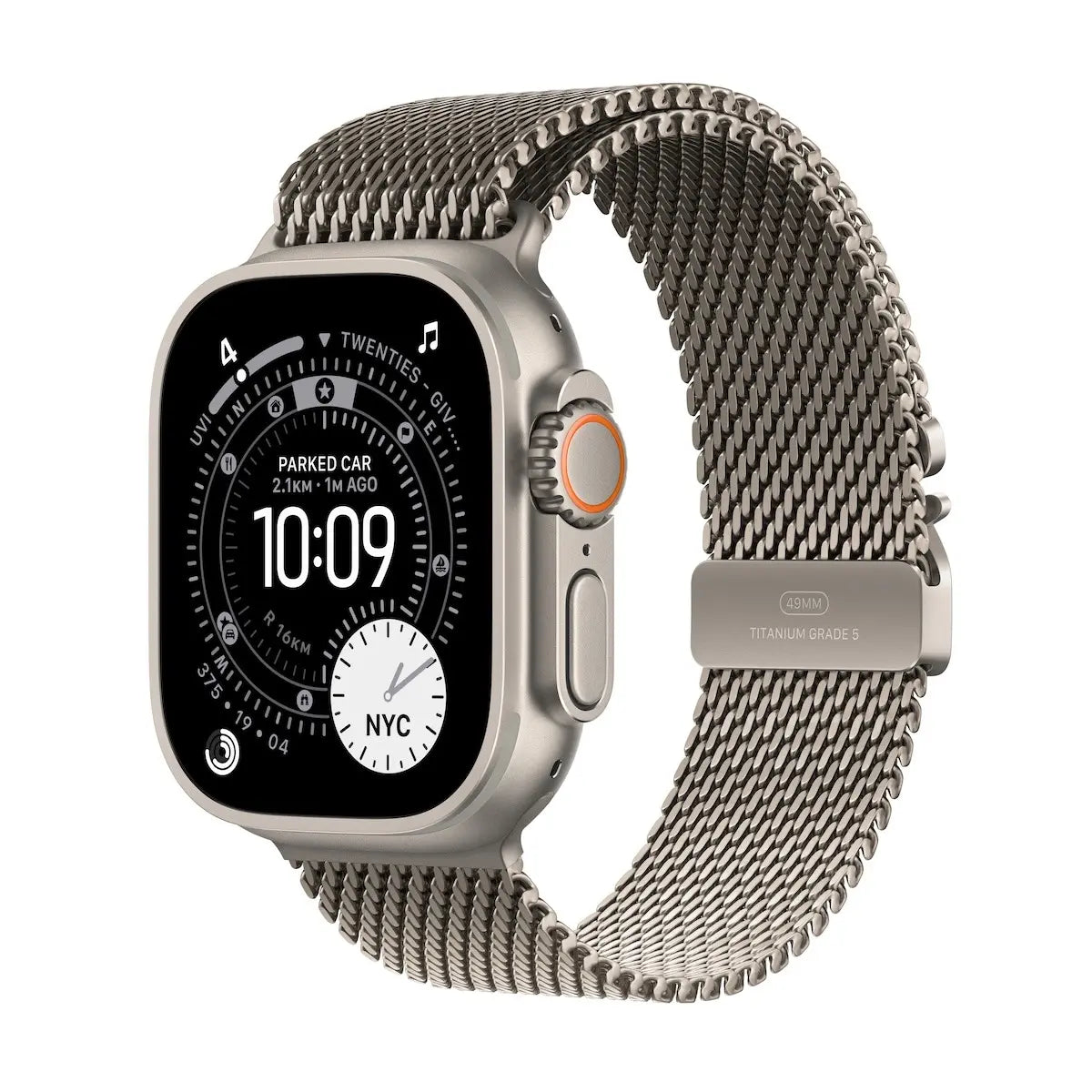Apple Watch Ultra 3 GPS + Cellular 49mm Milanese Loop Large (Pažeista pakuotė) Natural Titanium Case with Natural Titanium Milanese Loop