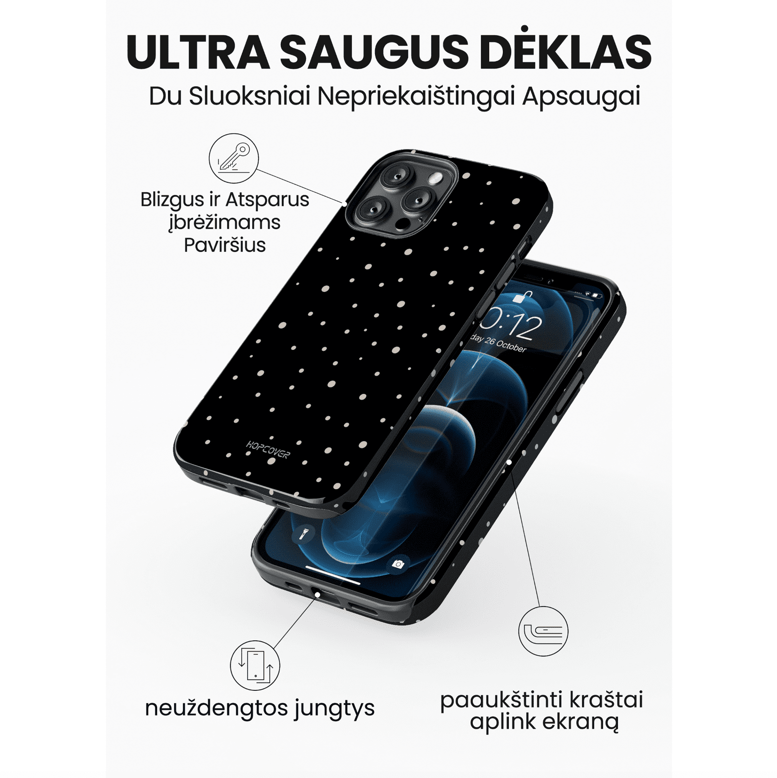 Telefono dėklas DOTS (Ultra Safe) Telefonų dėklai Hopcover   