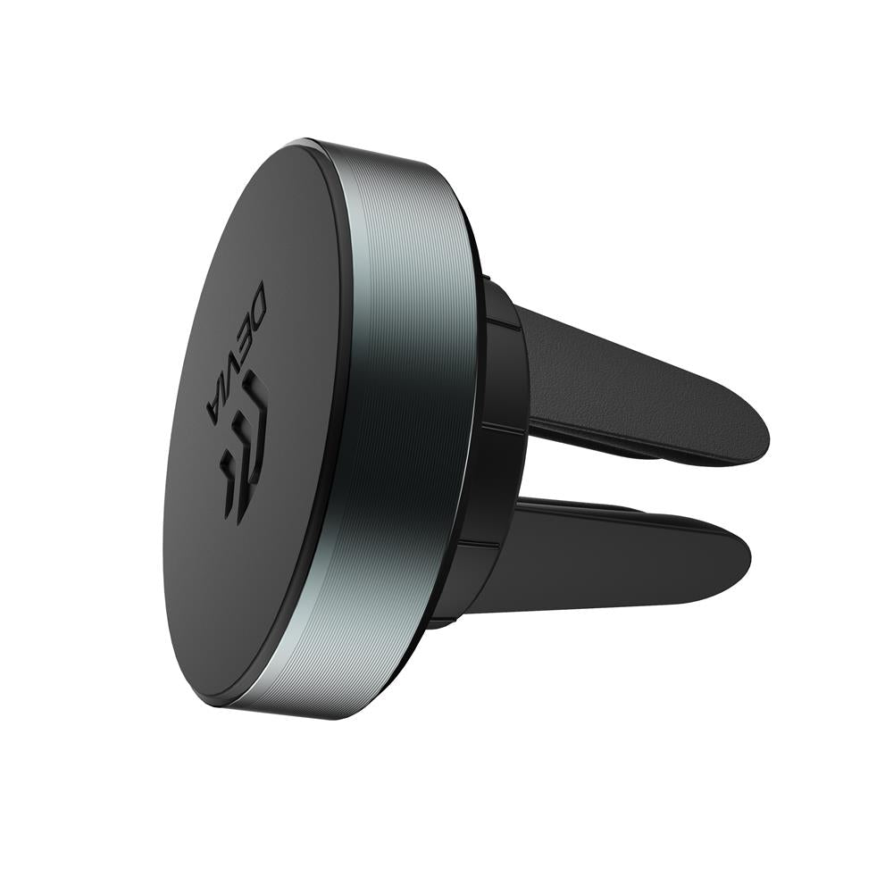 Automobilinis telefono laikiklis Devia Circle tvirtinamas į ventiliacijos groteles, magnetinis, juodas