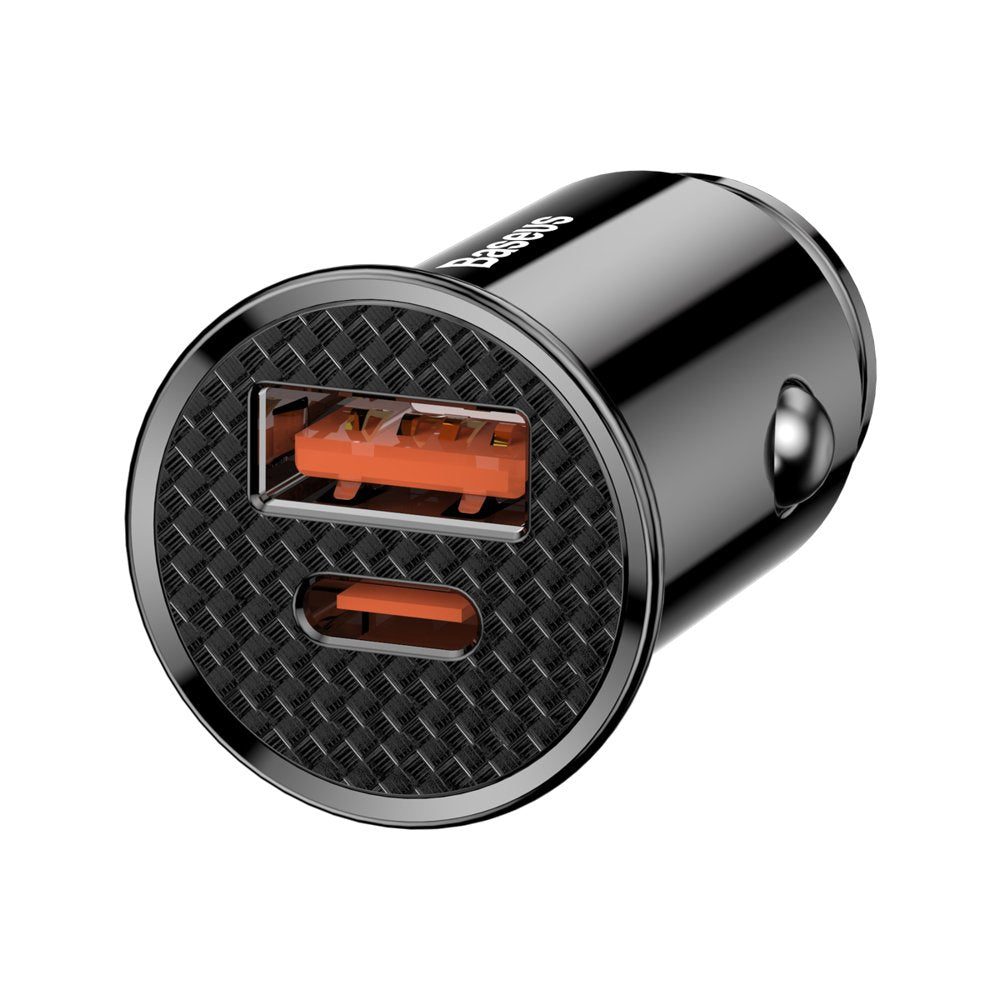 Įkroviklis automobilinis Baseus Circular Plastic 30W juodas CCALL-YS01