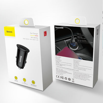 Įkroviklis automobilinis Baseus Circular Plastic 30W juodas CCALL-YS01