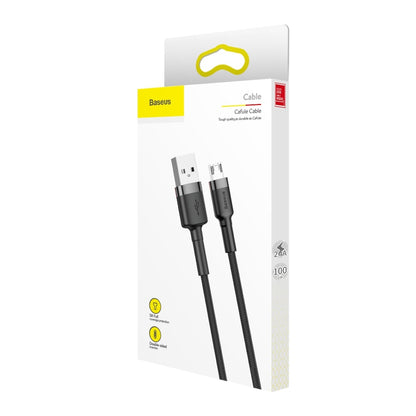 USB kabelis Baseus Cafule microUSB 1.0m 2.4A pilkas-juodas CAMKLF-BG1