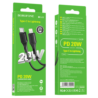 USB kabelis Borofone BX49 PD Type-C į Lightning 1.0m juodas