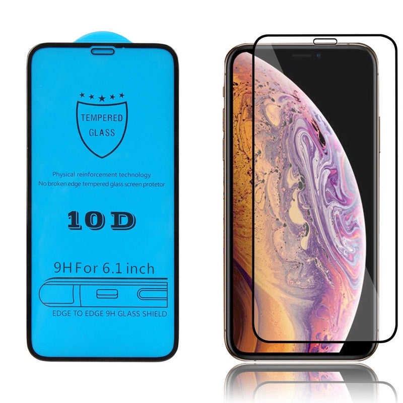 LCD apsauginis stikliukas 10D Full Glue Apple iPhone XR/11 lenktas juodas Ekrano apsaugos -   