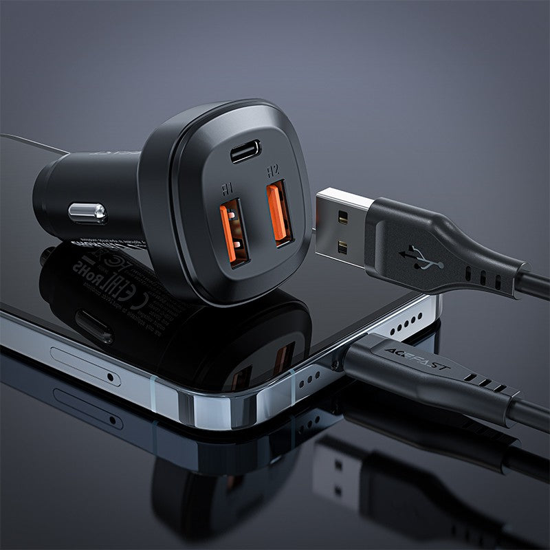 Automobilinis įkroviklis Acefast B9 66W 2xUSB-A+USB-C juodas Automobiliniai įkrovikliai -   