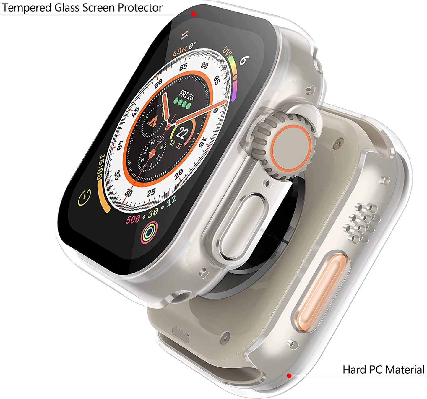 LCD apsauginis stikliukas/dėklas 360 degree cover Apple Watch Ultra 49mm skaidrus Išmaniųjų laikrodžių apsaugos -   