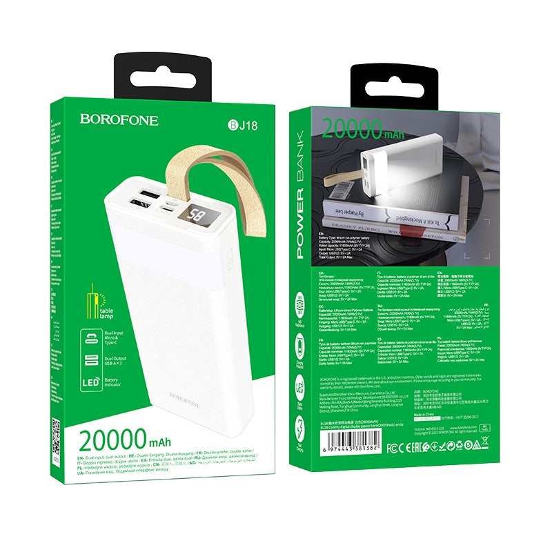 Išorinė baterija Power Bank Borofone BJ18 2xUSB 20000mAh balta Išorinės baterijos -   