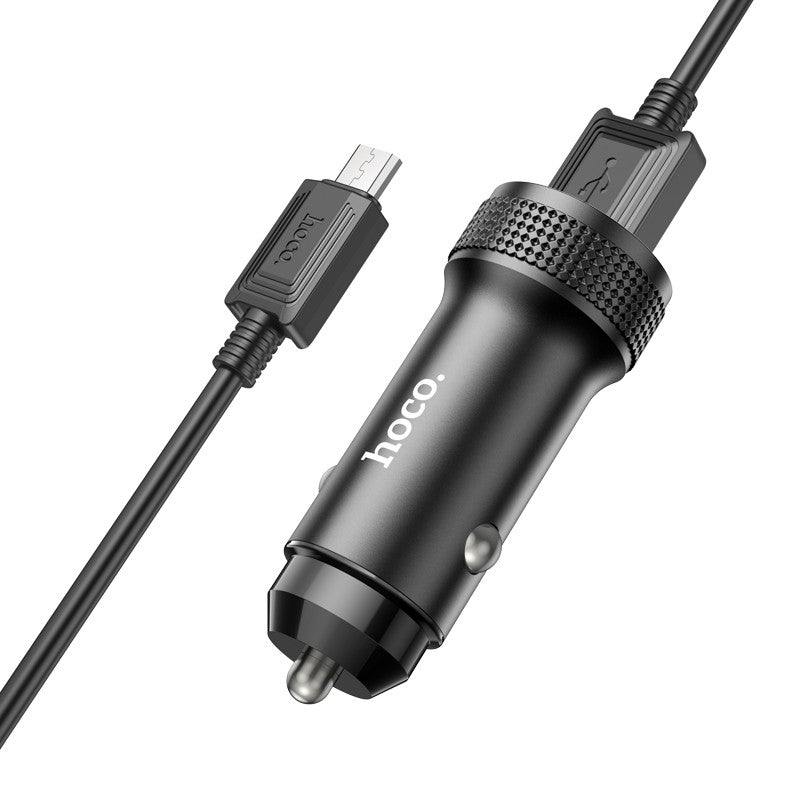 Automobilinis įkroviklis Hoco Z49A QC3.0 18W + MicroUSB juodas Automobiliniai įkrovikliai -   