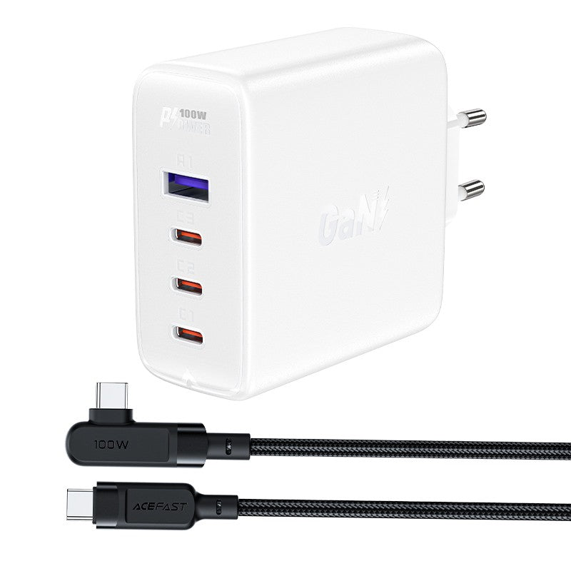 Įkroviklis Acefast A37 100W GaN 3xUSB-C/1xUSB-A baltas