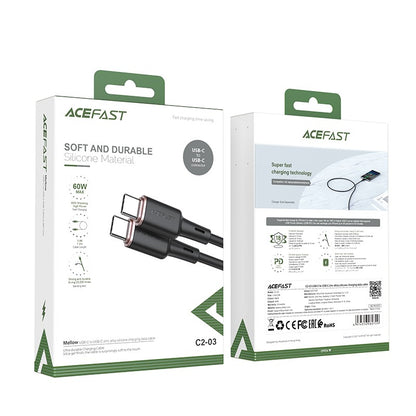 USB kabelis Acefast C2-03 60W USB-C to USB-C 1.2m juodas Kabeliai -   