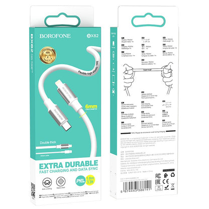 USB kabelis Borofone BX82 PD20W Type-C į Lightning 1.0m baltas