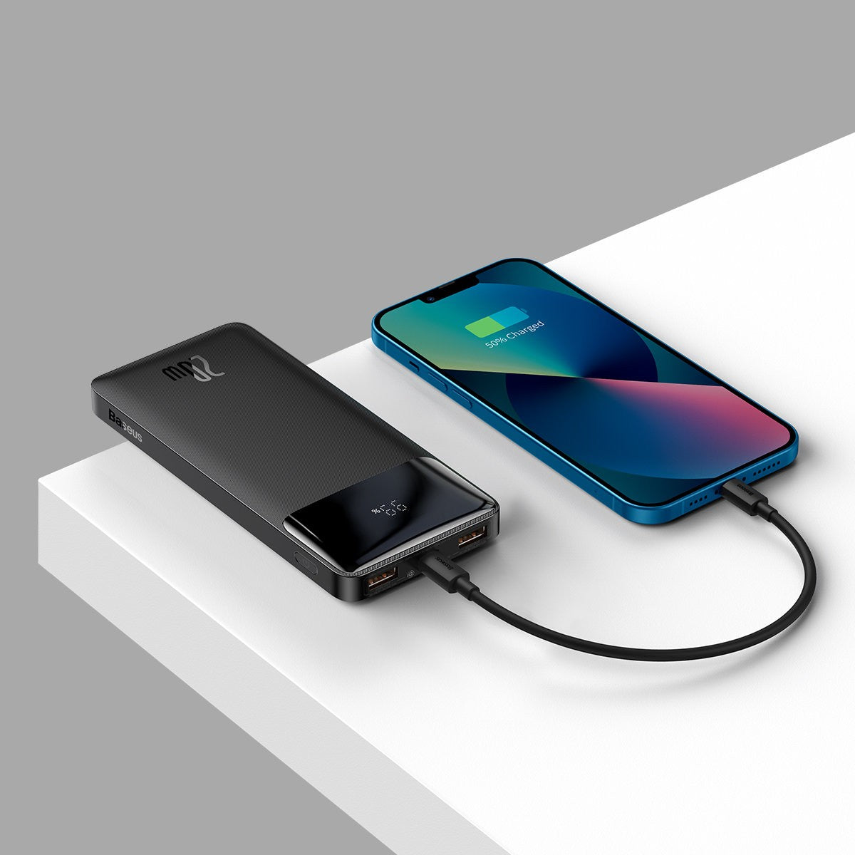 Išorinė baterija Power Bank Baseus Bipow 20W 10000mAh + MicroUSB 0.25m juoda PPBD050301 Išorinės baterijos -   