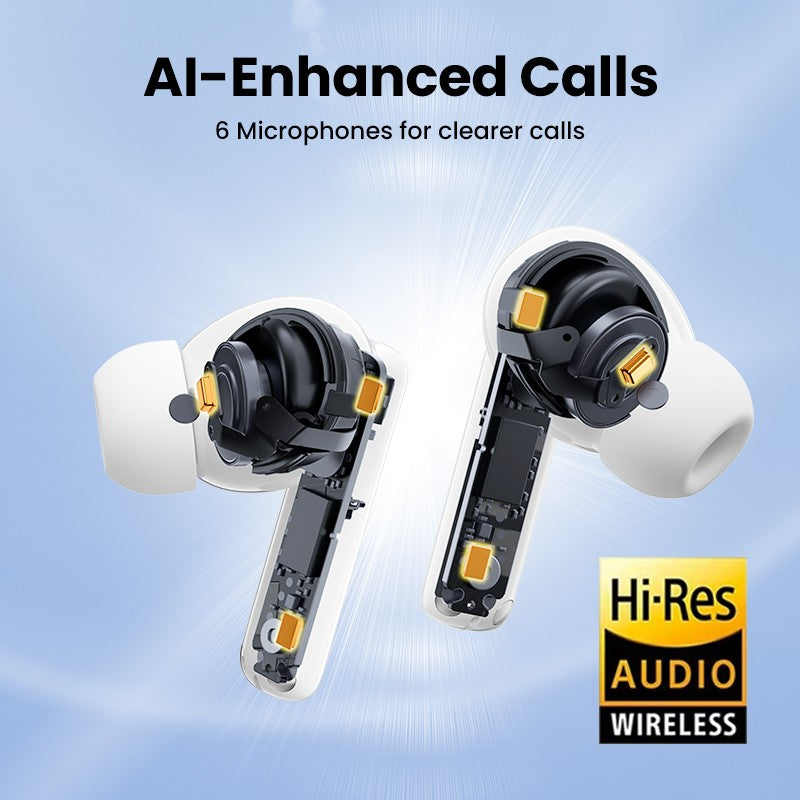 Belaidės ausinės Ugreen WS200 HiTune T6 Active Noise-Cancelling Earbuds baltos Belaidės ausinės -   