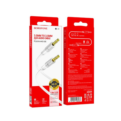 Audio kabelis Borofone BL19 3,5mm to 3,5mm baltas