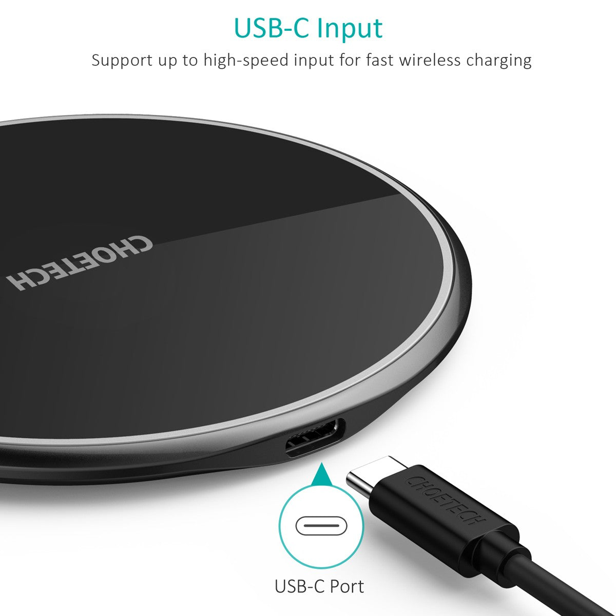 Įkroviklis belaidis Choetech 15W Fast Wireless Charging Pad T559-F juodas