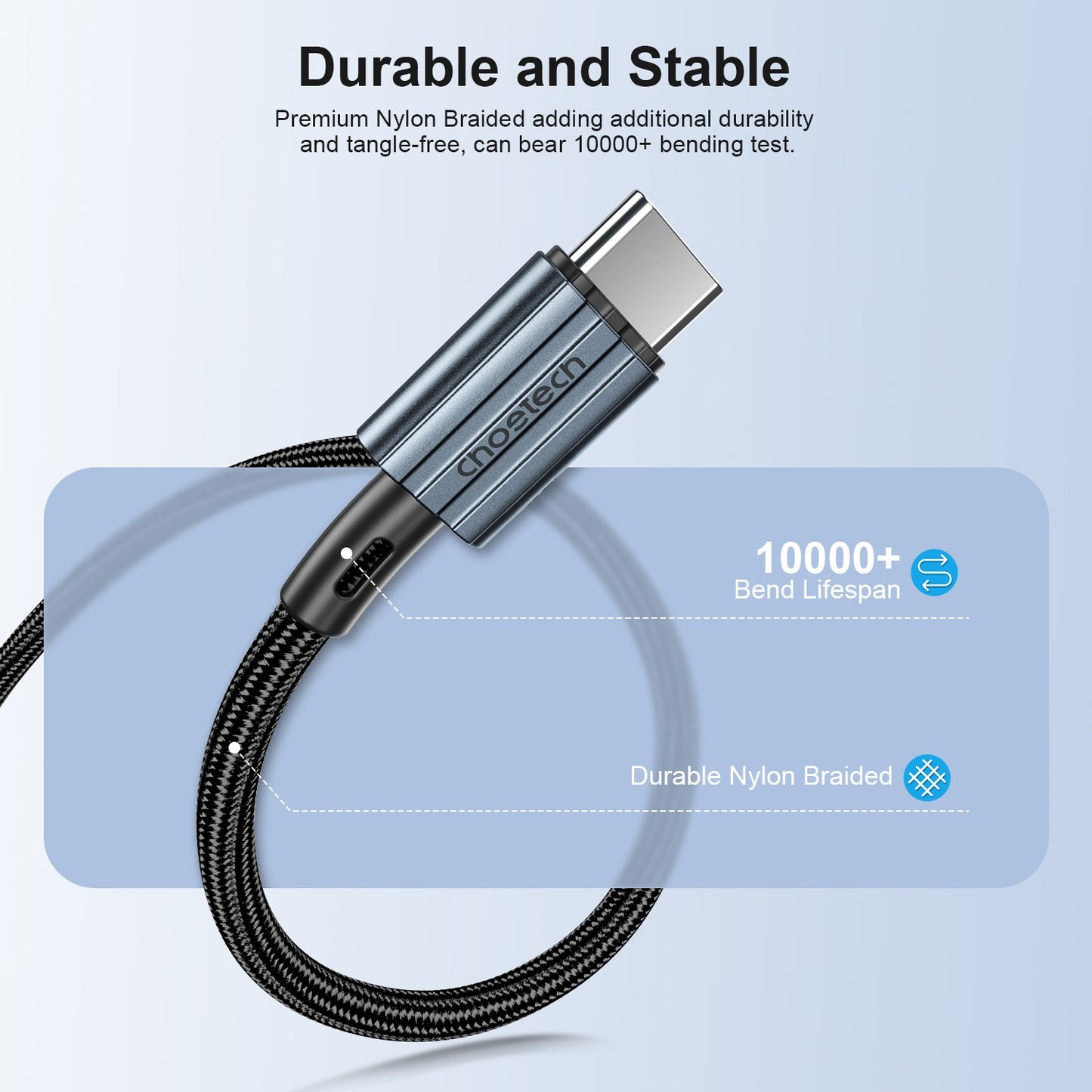 USB kabelis Choetech XCC-1014 USB-C to USB-C PD60W 1.2m juodas