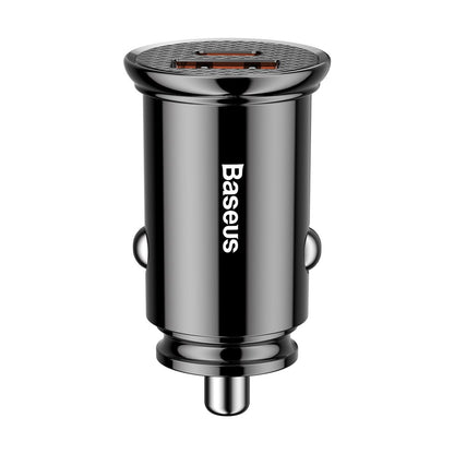 Įkroviklis automobilinis Baseus Circular Plastic 30W juodas CCALL-YS01