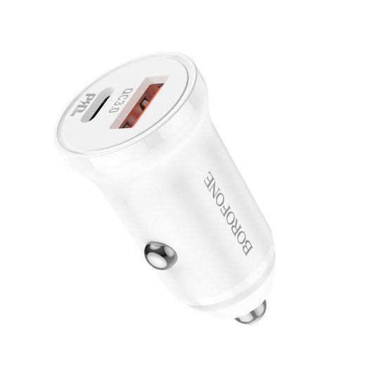 Automobilinis įkroviklis Borofone BZ18A USB-A/Type-C PD20W+QC3.0 baltas Automobiliniai įkrovikliai -   