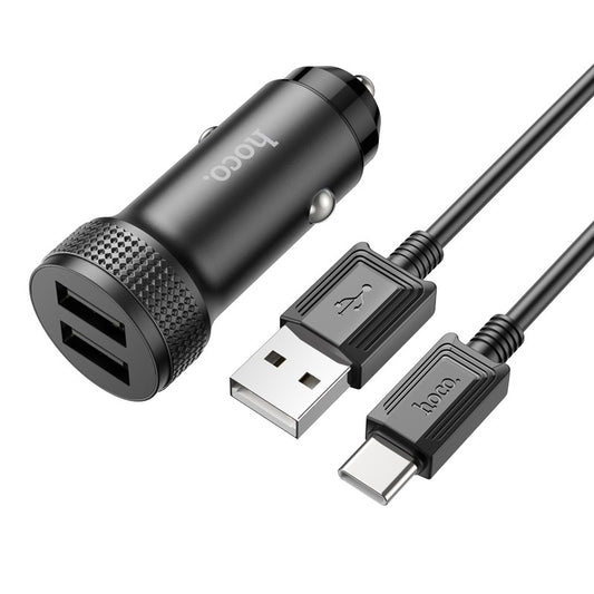 Automobilinis įkroviklis Hoco Z49 2xUSB-A + Type-C juodas Automobiliniai įkrovikliai -   