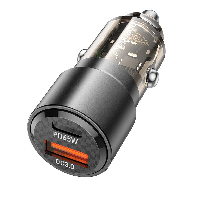 Automobilinis įkroviklis Borofone BZ20A PD65W+QC3.0 83W juodas