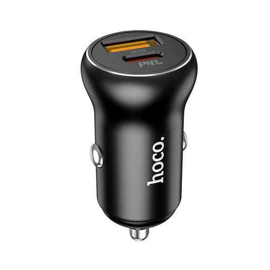 Automobilinis įkroviklis Hoco NZ5 PD30W+QC3.0 Type-C/USB-A juodas Automobiliniai įkrovikliai -   